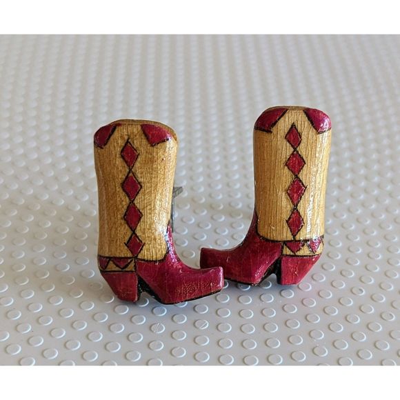 Bundle of two (2) wood cowboy boots cufflinks (Unisex) - Picture 5 of 10